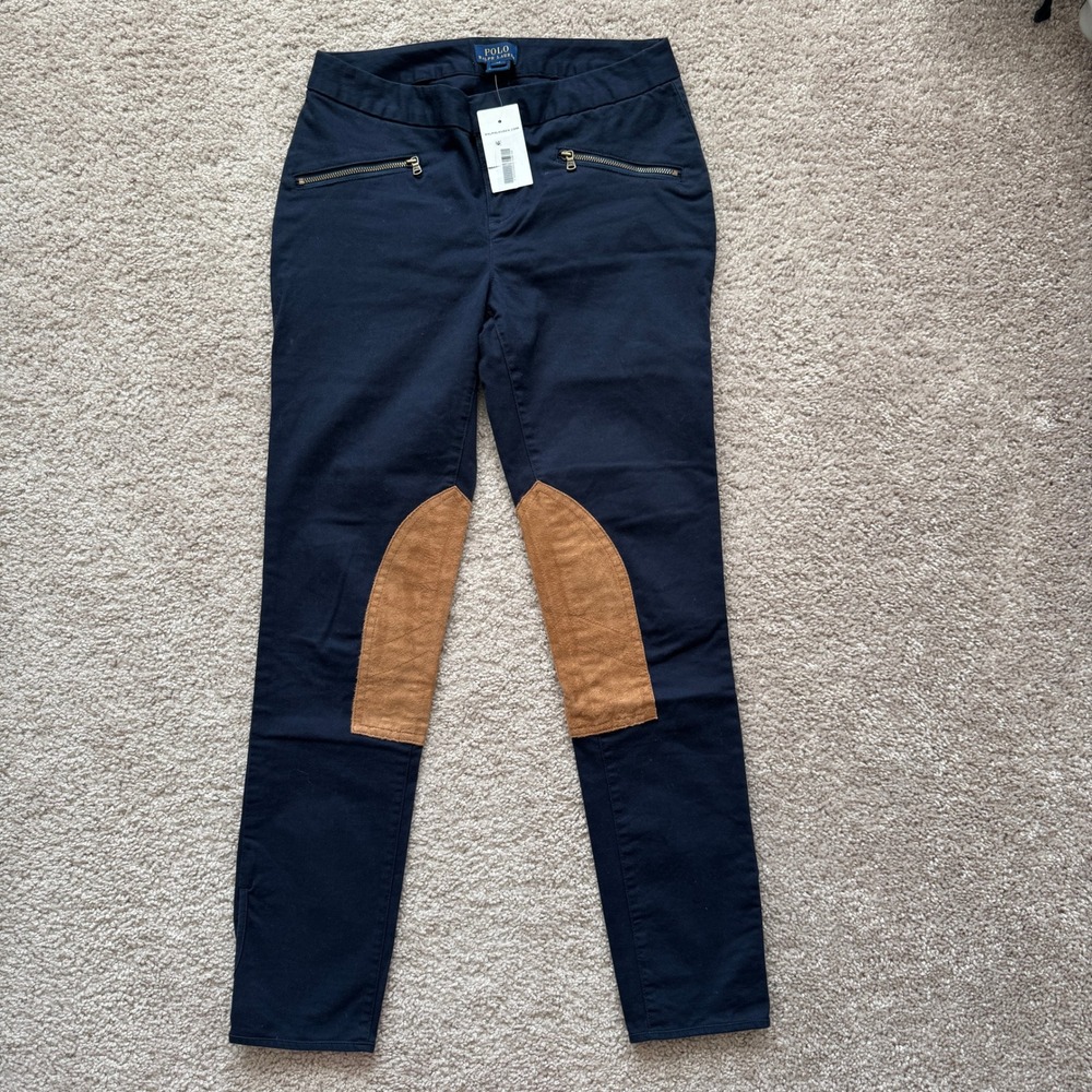 Polo Ralph Lauren Kids Navy Blue Equestrian Knee Patch Pants Size 14 NWT